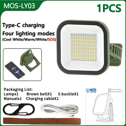 80W LED Solar-Lampe für Camping mit Magnet und Zoomfunktion – Wiederaufladbar und Praktisch
