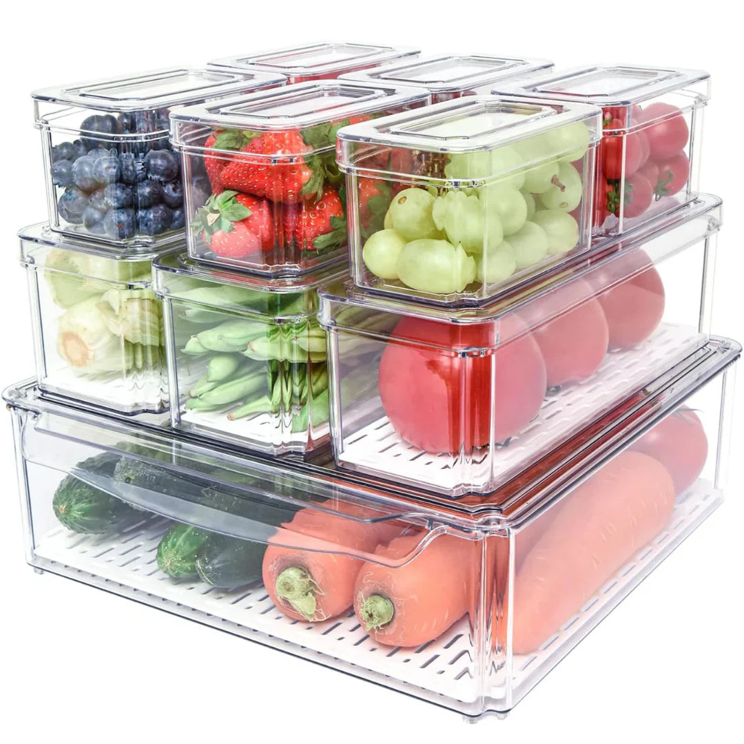Stapelbares Kühlschrank-Organizer-Set – 10 Aufbewahrungsboxen für Mehr Ordnung & Frische