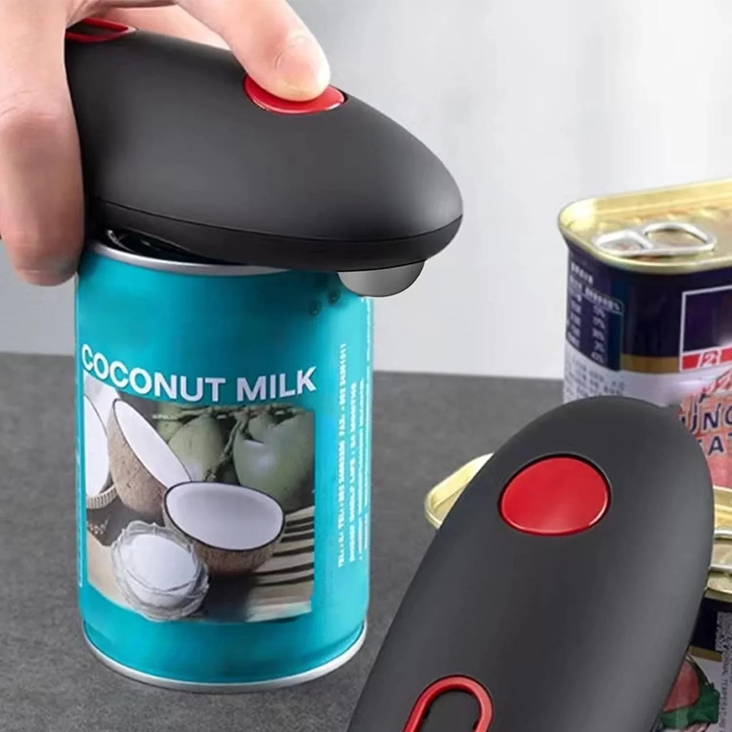 Dosenöffner mit Ein-Knopf-Steuerung und Ergonomischem Griff