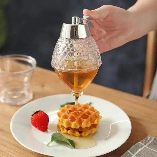 Tropffreier Honigspender aus Glas – Stilvoller Dosierer für Honig Sirup & Flüssigkeiten