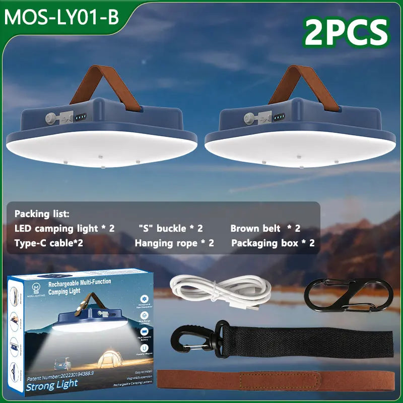 80W LED Solar-Lampe für Camping mit Magnet und Zoomfunktion – Wiederaufladbar und Praktisch