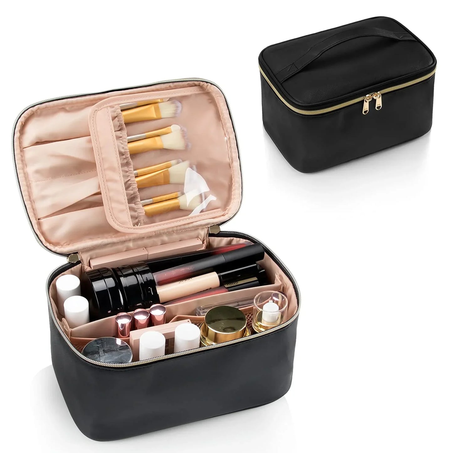Praktischer Make-Up Organizer für Reisen – mit Fächern und Verteilern für Ordnung