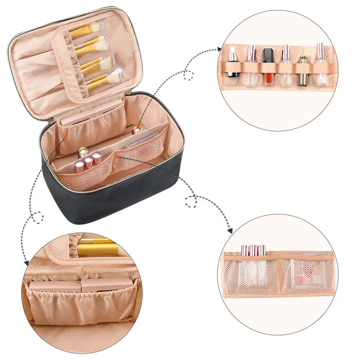 Praktischer Make-Up Organizer für Reisen – mit Fächern und Verteilern für Ordnung