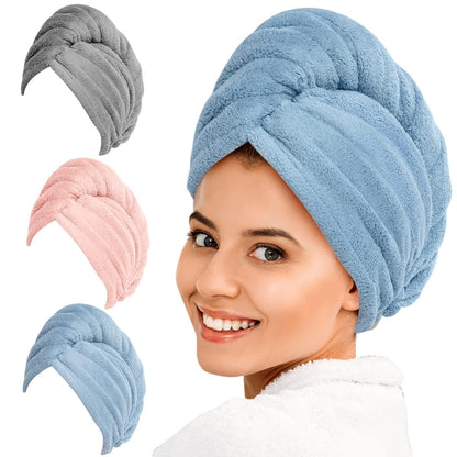 Schnelltrocknende Mikrofaser-Haarhandtücher | 3er Set
