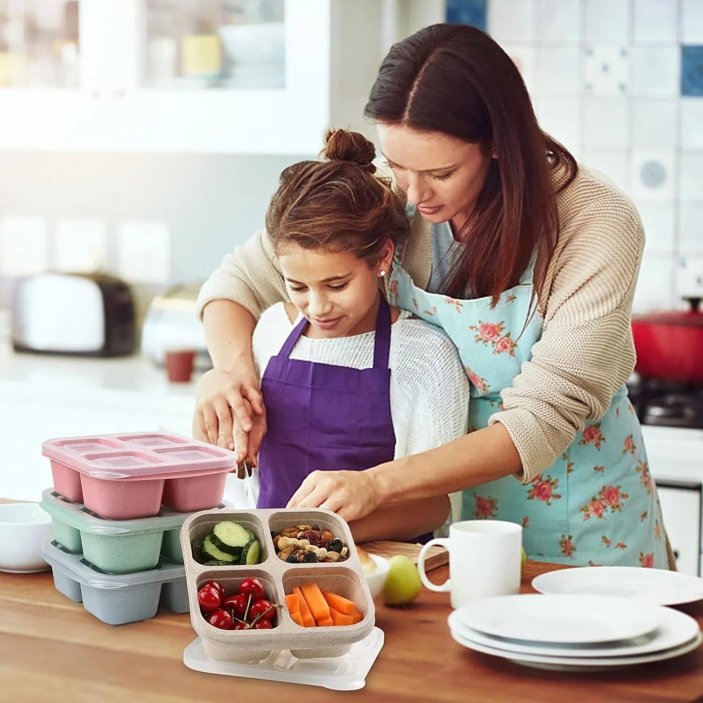 4er-Pack Bento-Meal-Prep-Boxen – Nachhaltige und praktische Aufbewahrungsboxen für Mahlzeiten und Snacks