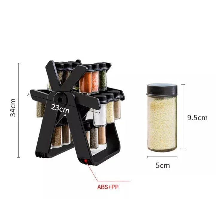 360 Grad Gewürzständer mit Haltesystem – Drehteller für schnelles Würzen beim Kochen