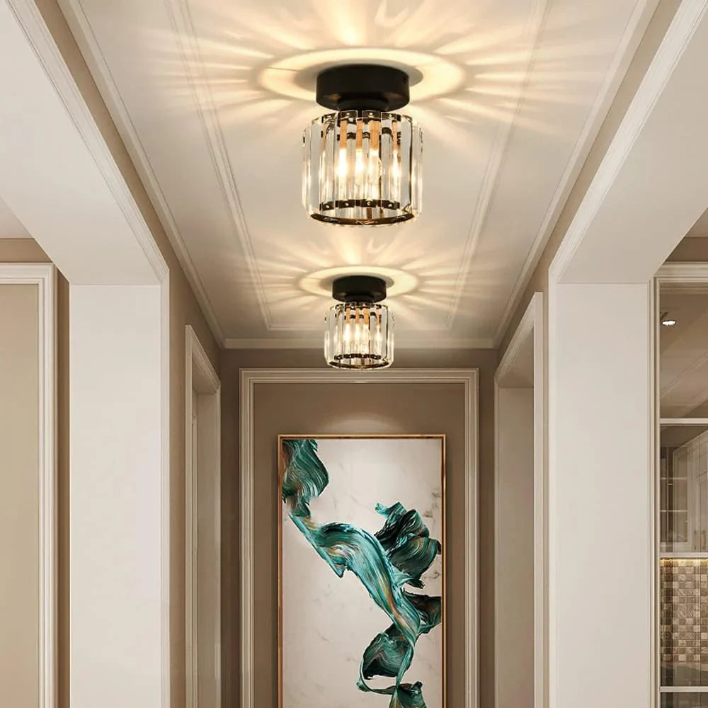 Kristall-Deckenlampe mit Gold und Schwarz – Moderne LED-Deckenleuchte für Wohnzimmer Schlafzimmer & Flu