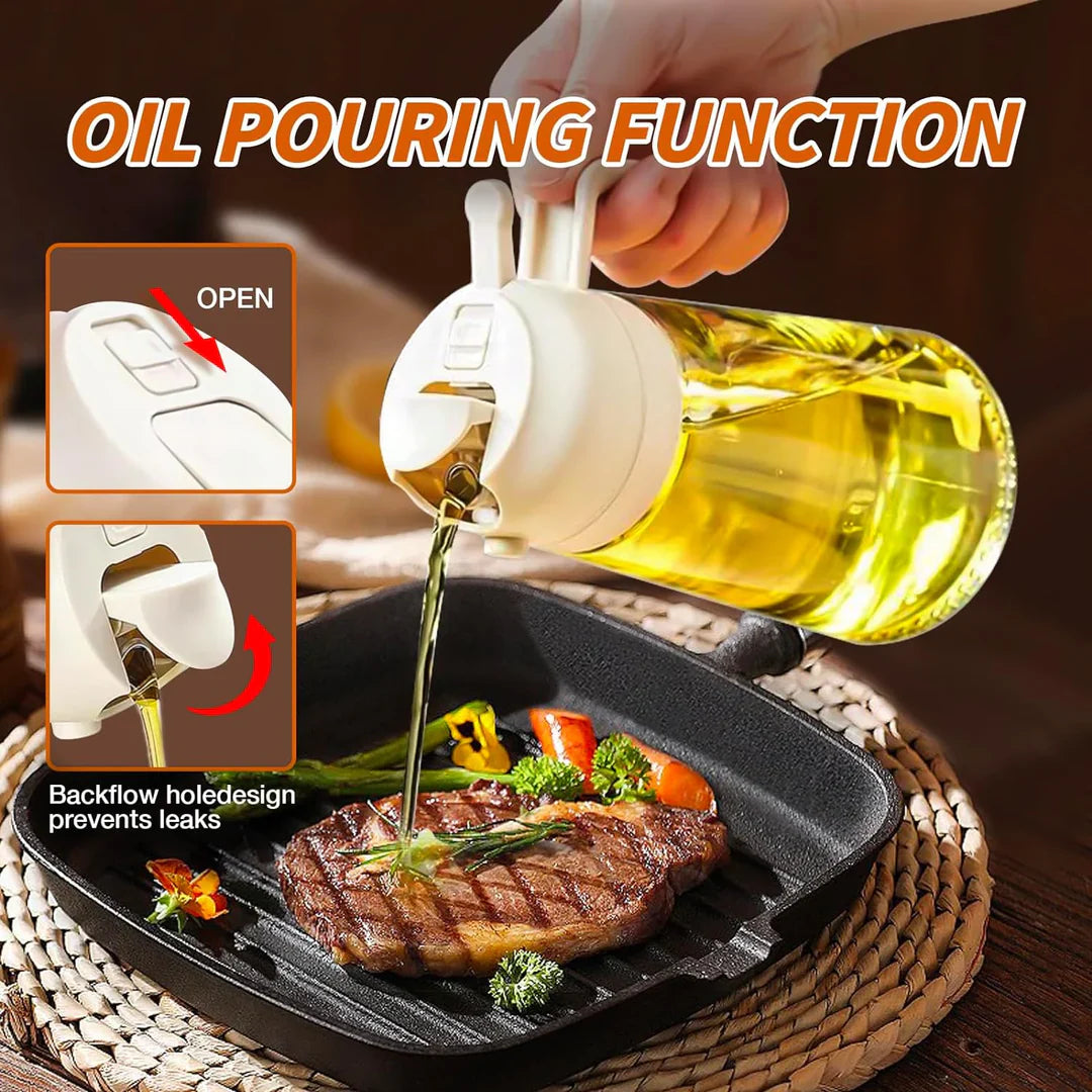 Premium 2-in-1 Ölspender & Sprüher mit Druckmechanismus – Perfekt für Kochen, Grillen & Salate