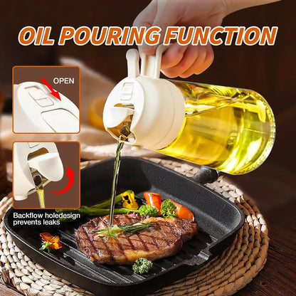 Premium 2-in-1 Ölspender & Sprüher mit Druckmechanismus – Perfekt für Kochen, Grillen & Salate