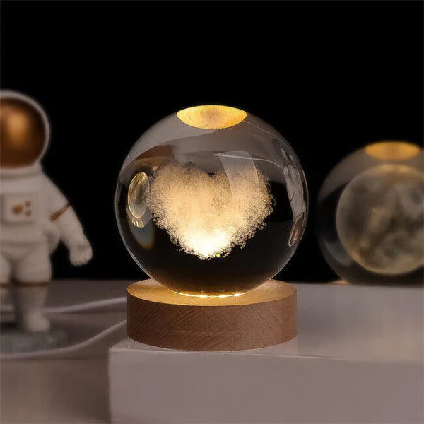 Leuchtende Mondkristallkugel mit Galaxie-Effekt