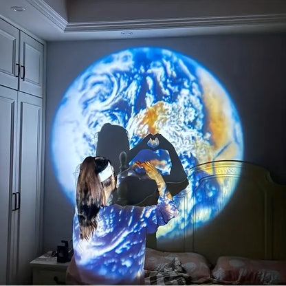 LED Projektionslampe mit Erde & Mondmotiv – Stimmungsvolle Nachtlampe für Decke & Schlafzimmer