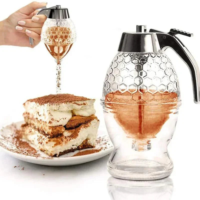 Tropffreier Honigspender aus Glas – Stilvoller Dosierer für Honig Sirup & Flüssigkeiten