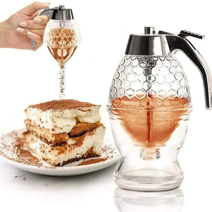 Tropffreier Honigspender aus Glas – Stilvoller Dosierer für Honig Sirup & Flüssigkeiten