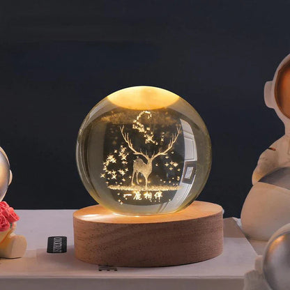 Leuchtende Mondkristallkugel mit Galaxie-Effekt