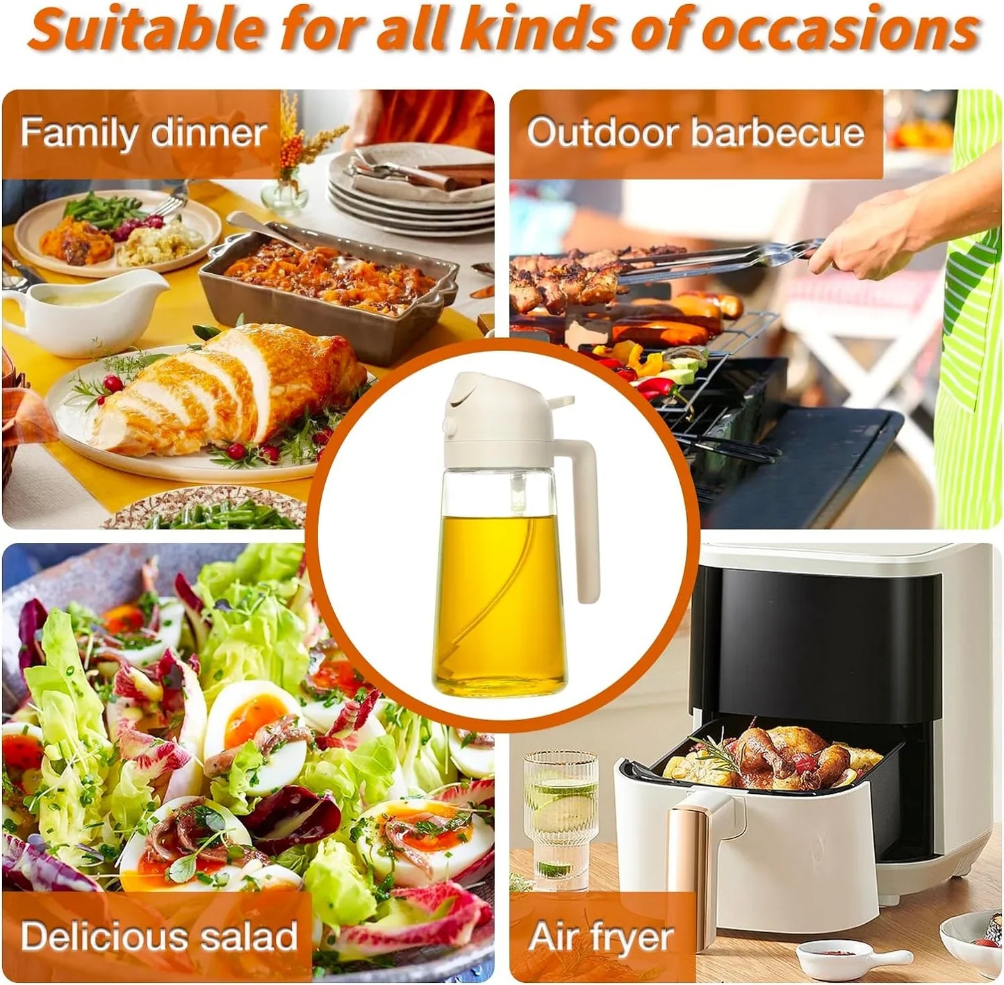Premium 2-in-1 Ölspender & Sprüher mit Druckmechanismus – Perfekt für Kochen, Grillen & Salate