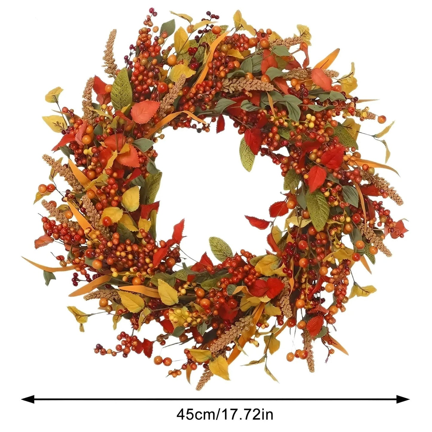 Schöner Rattan-Kranz für den Herbst mit Beeren und Blättern