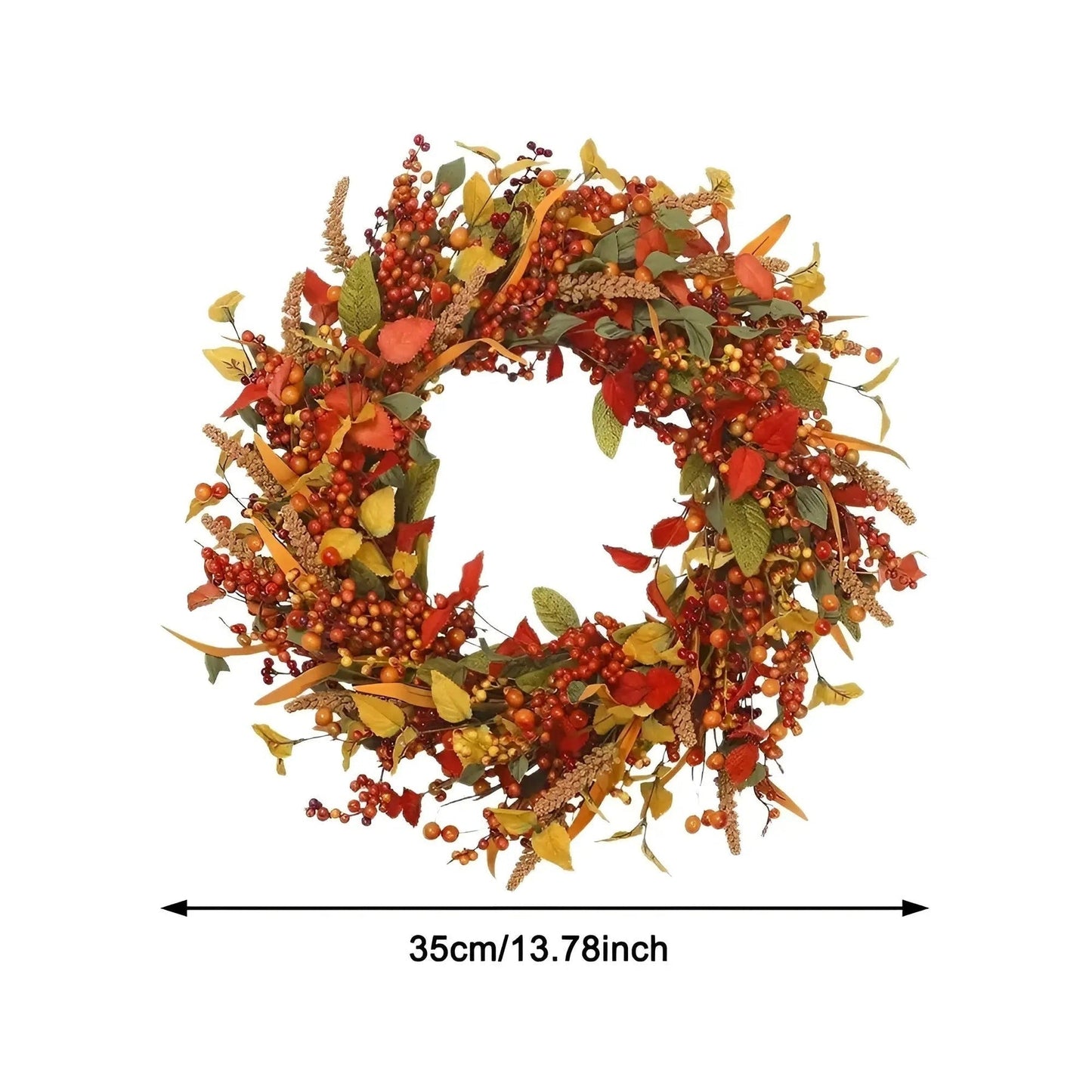 Schöner Rattan-Kranz für den Herbst mit Beeren und Blättern