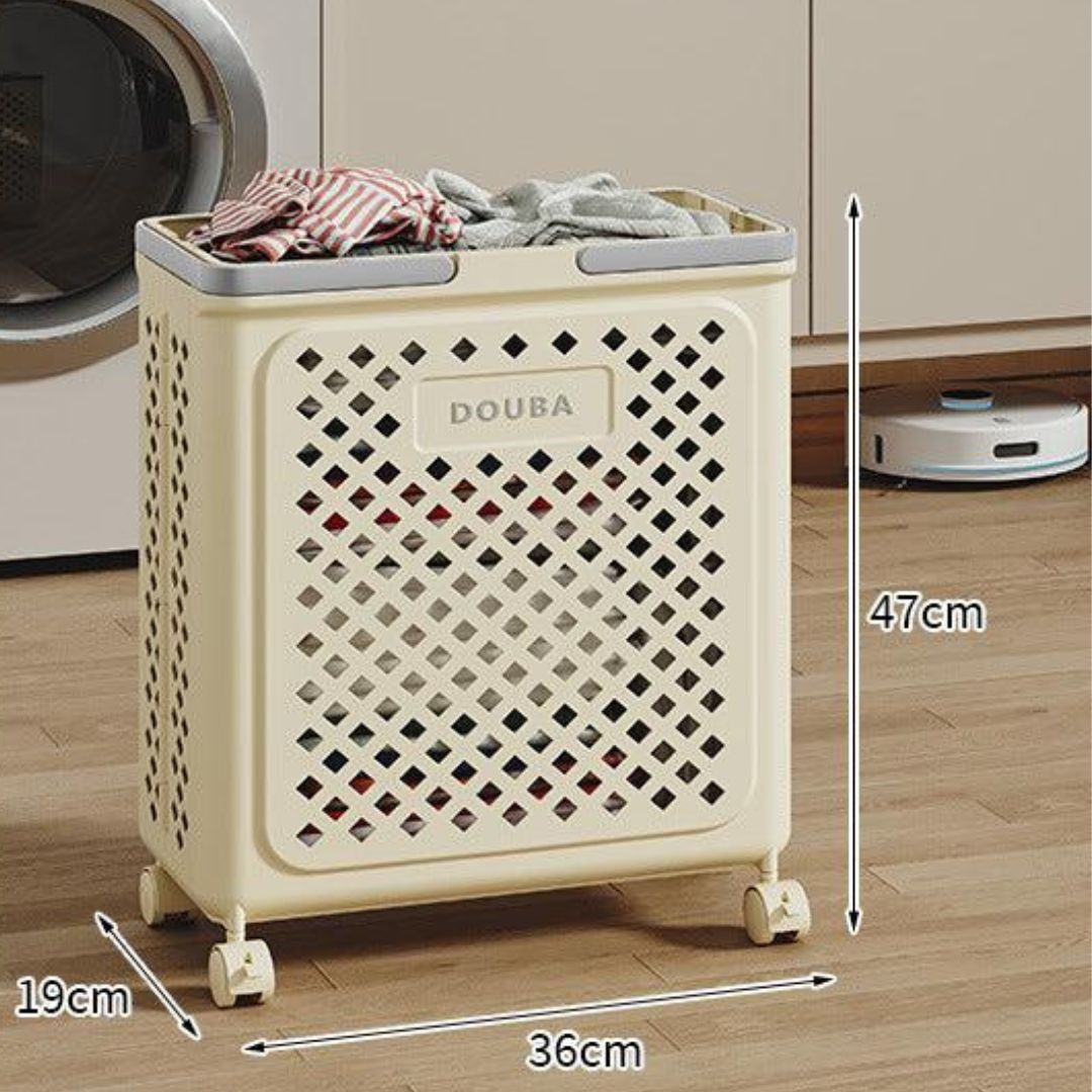Wäschekorb mit Rollen und zusammenklappbarem Design