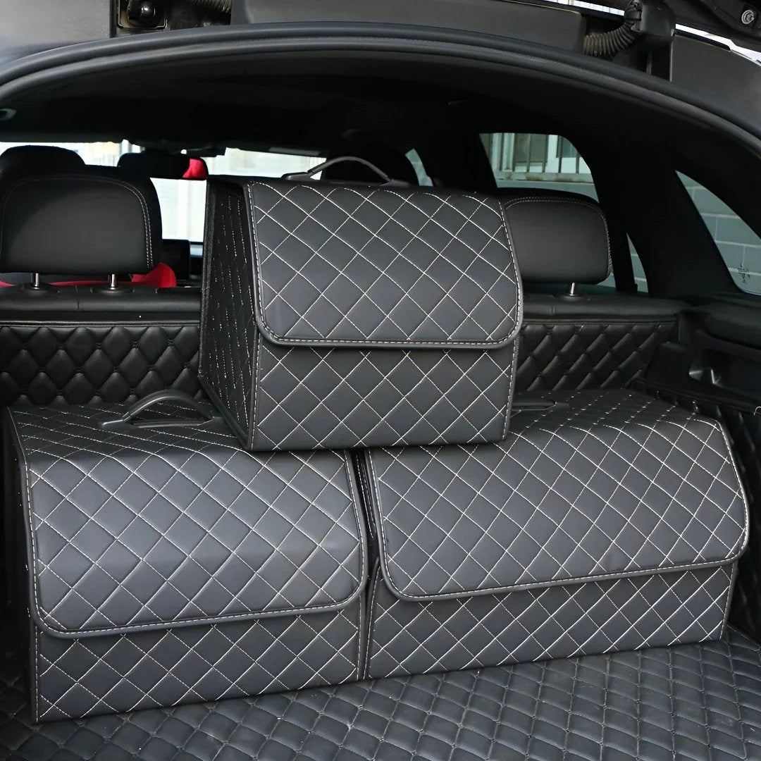 Kofferraum Aufbewahrungsbox in Luxus-Design – Faltbare Auto-Organizer Box mit Deckel für Gepäck & Zubehör