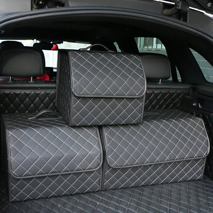 Kofferraum Aufbewahrungsbox in Luxus-Design – Faltbare Auto-Organizer Box mit Deckel für Gepäck & Zubehör