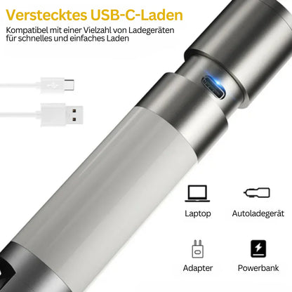 USB-C LED-Taschenlampe mit Mehrfarbfiltern – Wiederaufladbare Lampe für Outdoor-Aktivitäten und Notfälle