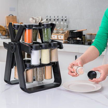 360 Grad Gewürzständer mit Haltesystem – Drehteller für schnelles Würzen beim Kochen