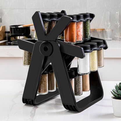 360 Grad Gewürzständer mit Haltesystem – Drehteller für schnelles Würzen beim Kochen