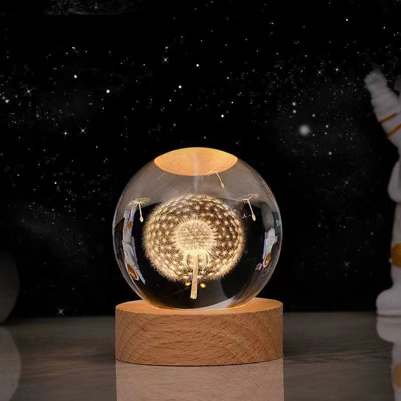 Leuchtende Mondkristallkugel mit Galaxie-Effekt