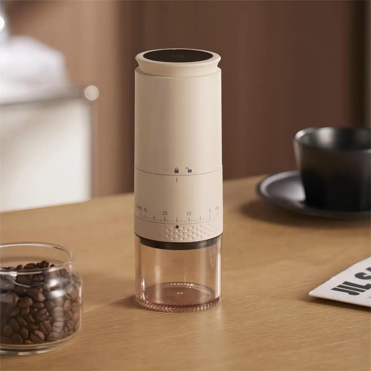 Tragbare Elektrische Kaffeemühle mit Einstellbarem Mahlgrad – Ideal für Frischgemahlenen Kaffee Unterweg