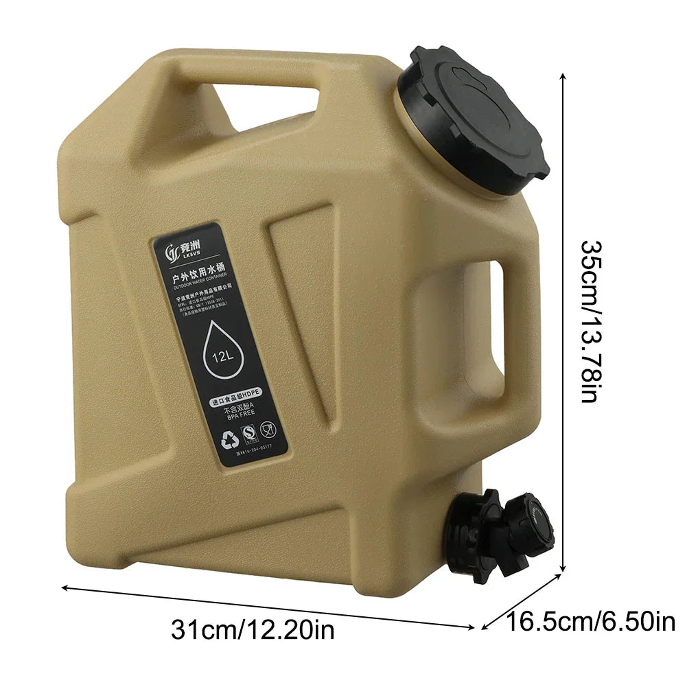 Tragbarer 12L Wasserkanister mit Auslaufhahn – Robuster Camping Wasserbehälter für Outdoor Aktivitäten