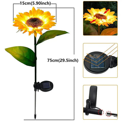 Wasserdichte Solar-Sonnenblumenlampe für Garten & Terrasse – Dekorative Außenbeleuchtung mit Solarbetrieb