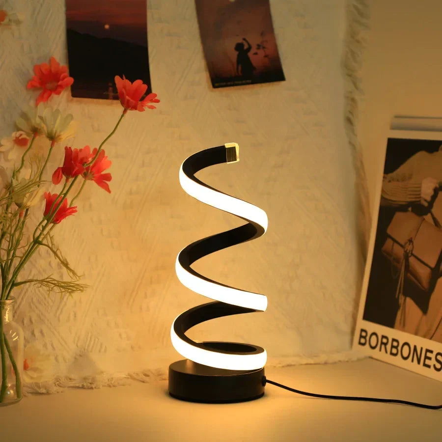 Moderne Spiral-LED-Tischlampe mit Touch-Steuerung – Stilvolle Beleuchtung für Zuhause und Büro