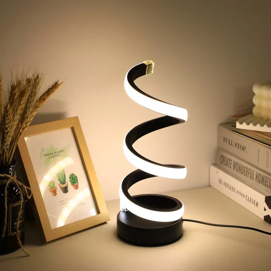 Moderne Spiral-LED-Tischlampe mit Touch-Steuerung – Stilvolle Beleuchtung für Zuhause und Büro