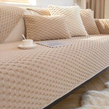 Luxuriöser Samt-Sofabezug mit 3D-Strukturmuster – Weich, Pflegeleicht und Stilvoll