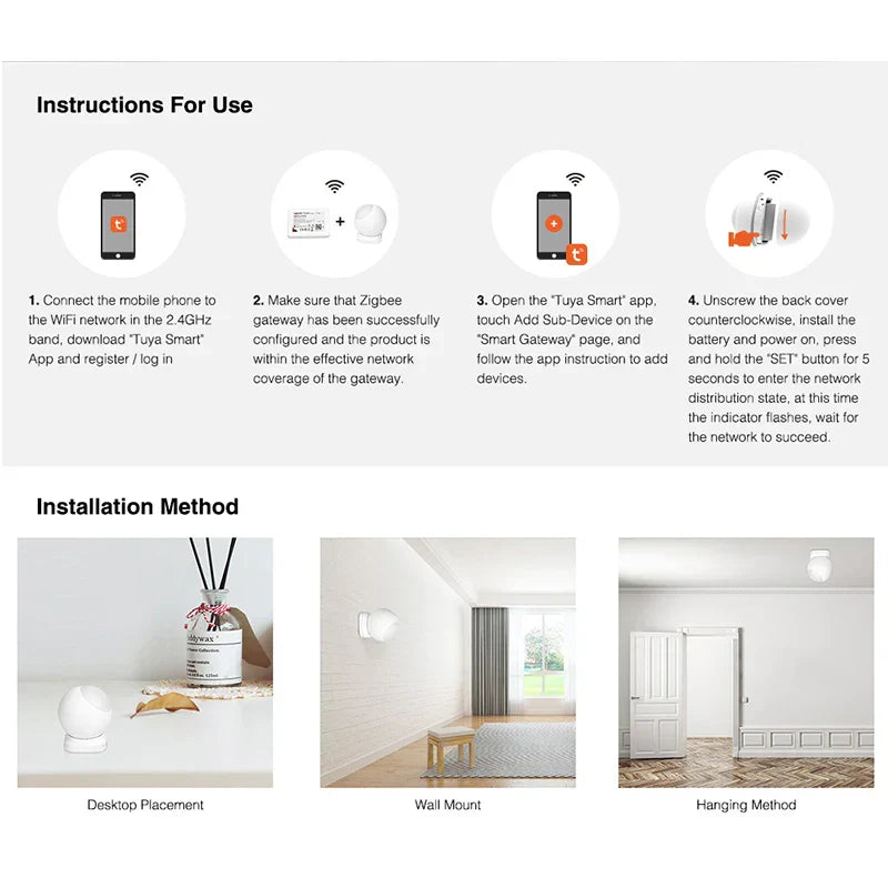 Zigbee 3.0 PIR Bewegungsmelder für Smart Home