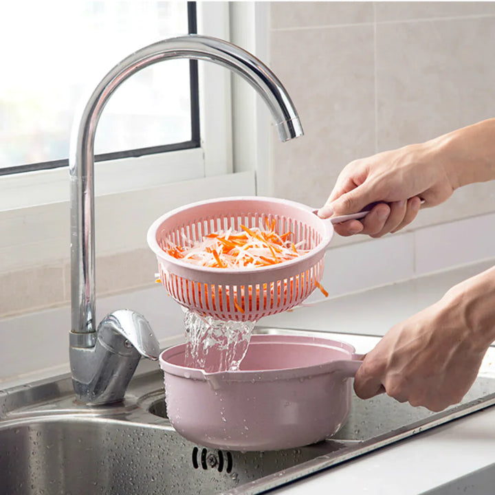 Multifunktionaler Gemüseschneider mit Sieb – 3-in-1 Reibe mit Auffangschale