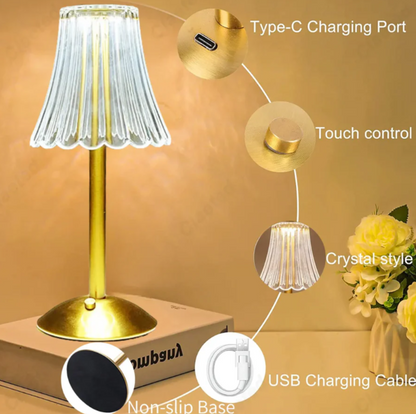 Kristall-Tischlampe mit Dimmer – Drahtlos und Modern