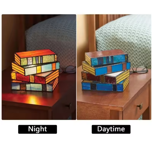 Kreative Bunte Buchlampe im Tiffany-Stil für das Wohnzimmer