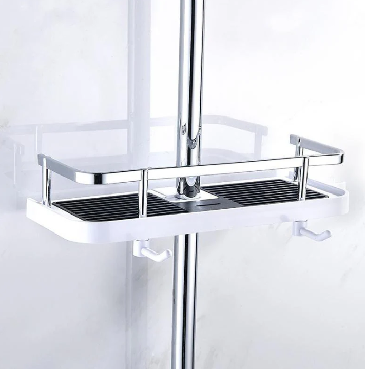 Wandmontiertes Platzsparendes Duschregal mit Ablage und Haken