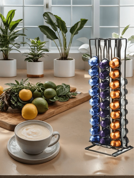 Stylische Stehende Kaffeekapsel-Halterung – Platzsparende und moderne Aufbewahrungslösung für Nespresso & Dolce Gusto Kapseln