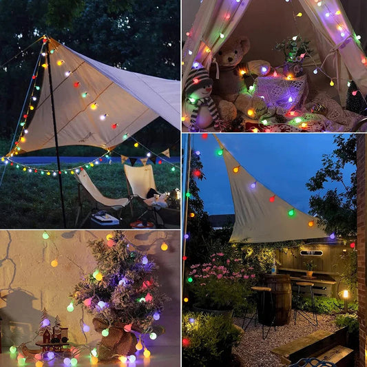Außen-Lichterkette mit Solarstrom für den Garten