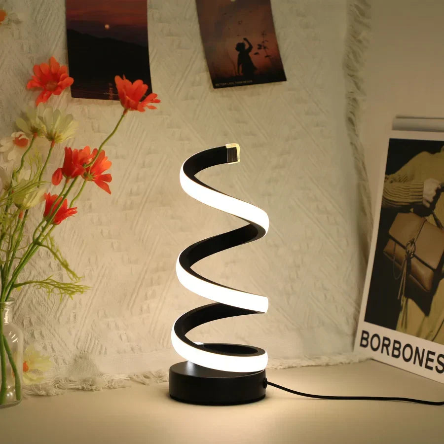 Moderne Spiral-LED-Tischlampe mit Touch-Steuerung – Stilvolle Beleuchtung für Zuhause und Büro