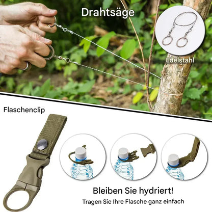 Erste-Hilfe- und Survival-Kit 38-in-1 mit Taschenlampe, Kompass und Notfalldecke