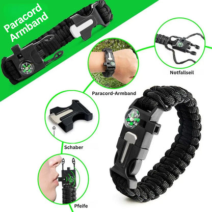 Erste-Hilfe- und Survival-Kit 38-in-1 mit Taschenlampe, Kompass und Notfalldecke