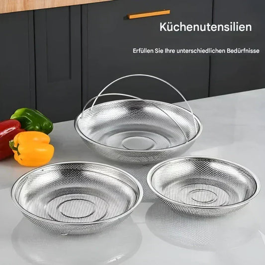 Faltbares Edelstahl-Sieb mit Abtropfschüssel – Dampfkorb für die Küche