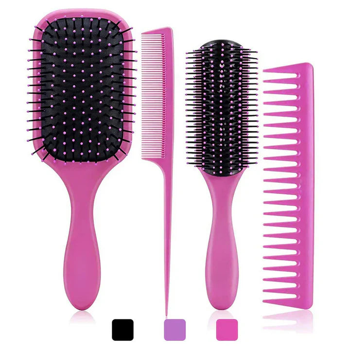 Professionelles 4-teiliges Haarbürsten-Set für Alle Haartypen