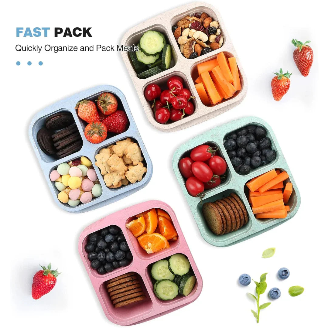 4er-Pack Bento-Meal-Prep-Boxen – Nachhaltige und praktische Aufbewahrungsboxen für Mahlzeiten und Snacks