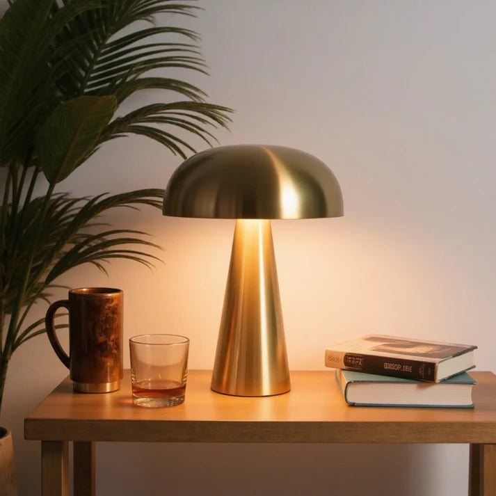 Moderne LED-Tischleuchte in Pilzform aus Metall