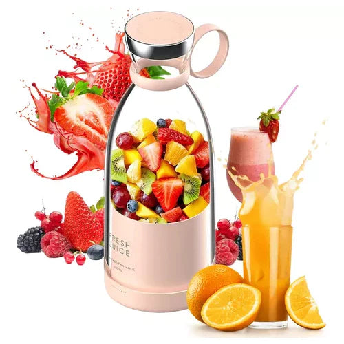 Portabler Smoothie-Mixer mit Fruchtbehälter und Trinkverschluss für Unterwegs
