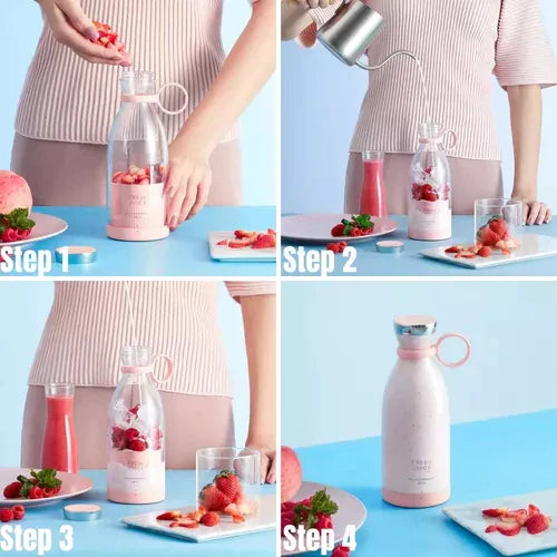 Portabler Smoothie-Mixer mit Fruchtbehälter und Trinkverschluss für Unterwegs